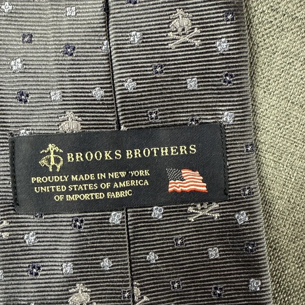 Brooks Brothers‎ Silk Tie Grayish Blue With Logo Pattern